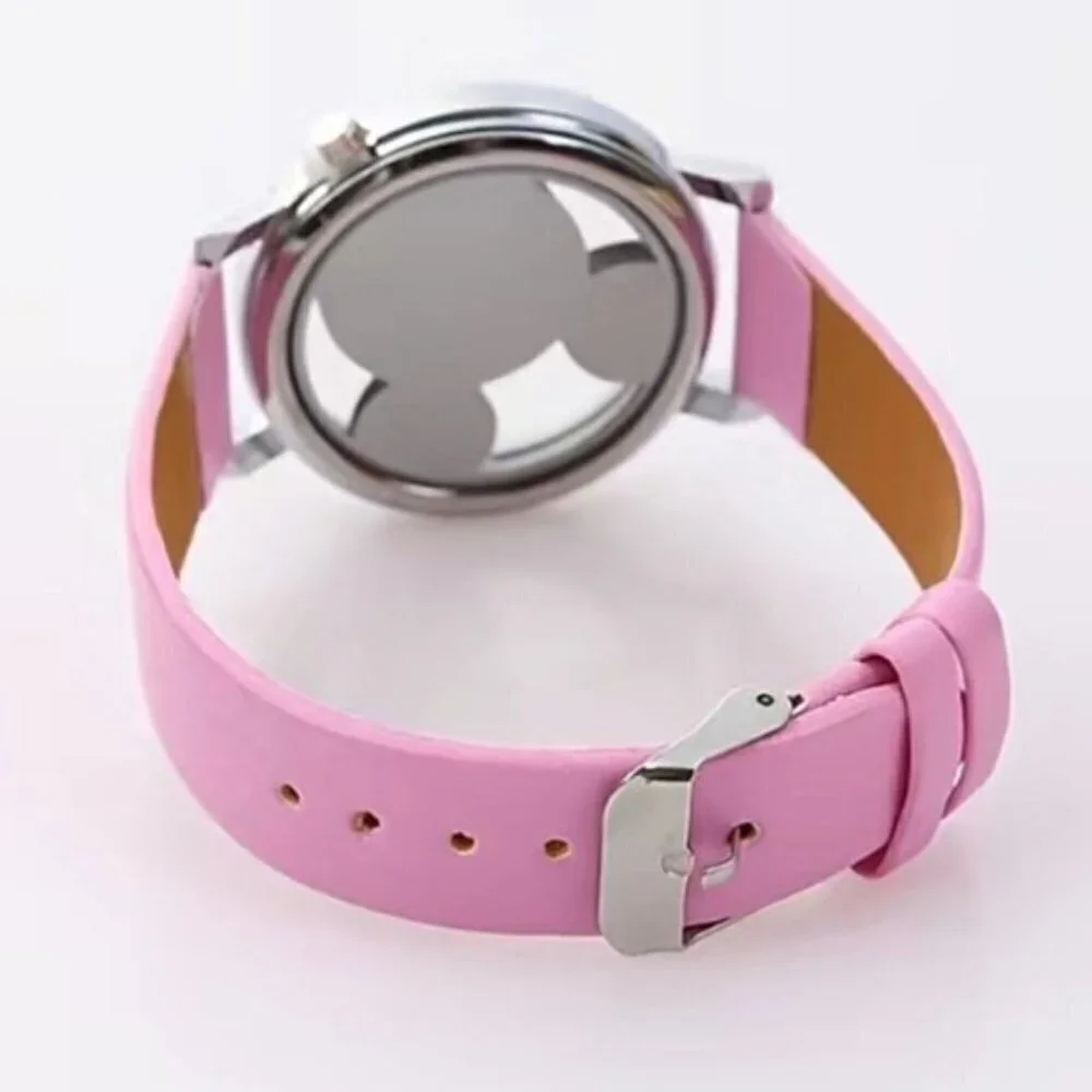 Minnie Mouse Watch Clear Face Quartz Adjustable Band Barbie Pink One Size